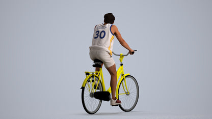 3D scanned man cycling, photorealistic archviz people for Enscape and SketchUp, front view render