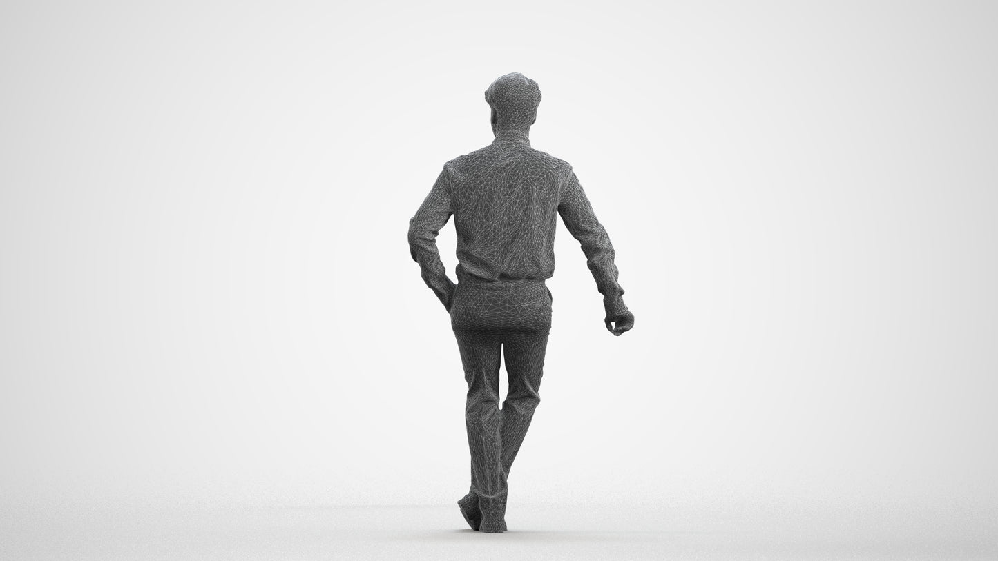 realistic 3D human man business, archviz people FBX OBJ for Blender, wireframe front view
