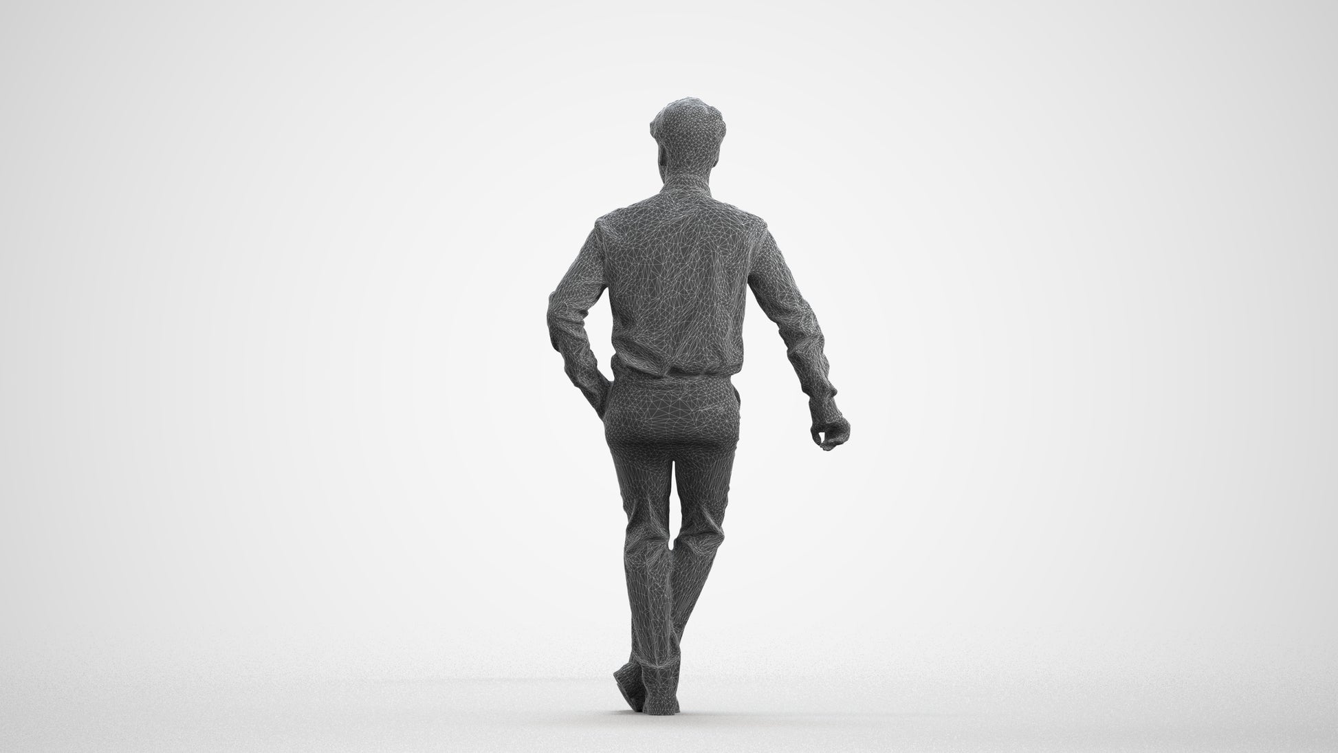 realistic 3D human man business, archviz people FBX OBJ for Blender, wireframe front view