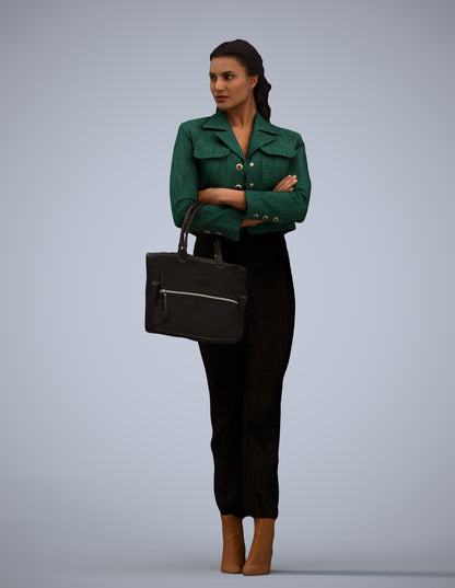 realistic 3D human woman business standing, archviz people FBX OBJ for Blender