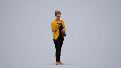 3D people model woman casual standing, scanned human for 3ds Max rendering, standing pose render