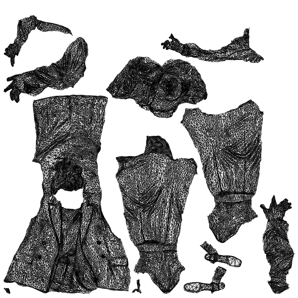 3D human model woman business, photogrammetry scanned person for archviz, wireframe top-down view