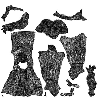 3D human model woman business, photogrammetry scanned person for archviz, wireframe top-down view
