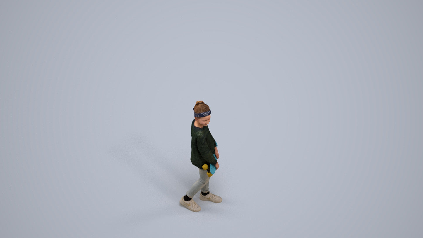 3D people model girl casual kids, scanned human for 3ds Max rendering, back view render