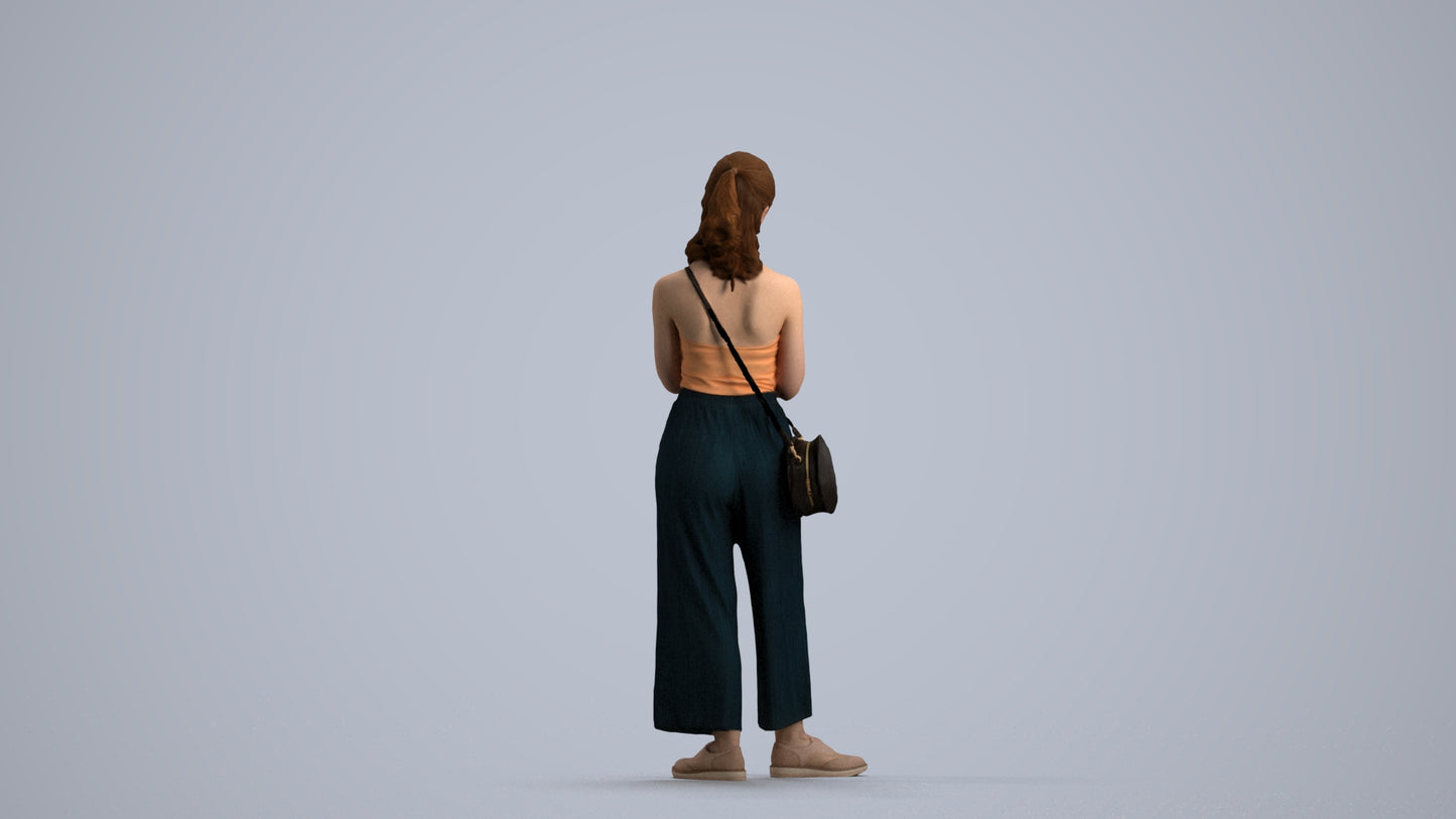 realistic 3D people girl casual kids, render-ready for V-Ray and Corona, FBX OBJ, front view render