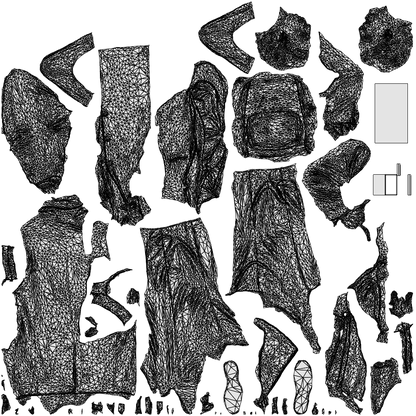 3D scanned man business, photorealistic archviz people for Enscape and SketchUp, wireframe top-down view