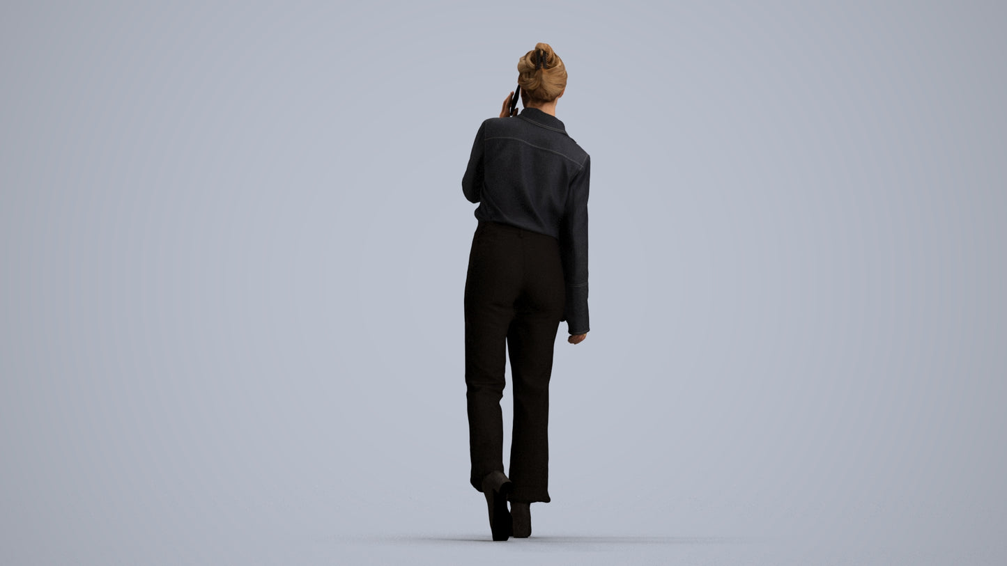 scanned 3D woman business walking, photogrammetry people for Enscape and V-Ray, front view render