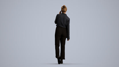 scanned 3D woman business walking, photogrammetry people for Enscape and V-Ray, front view render