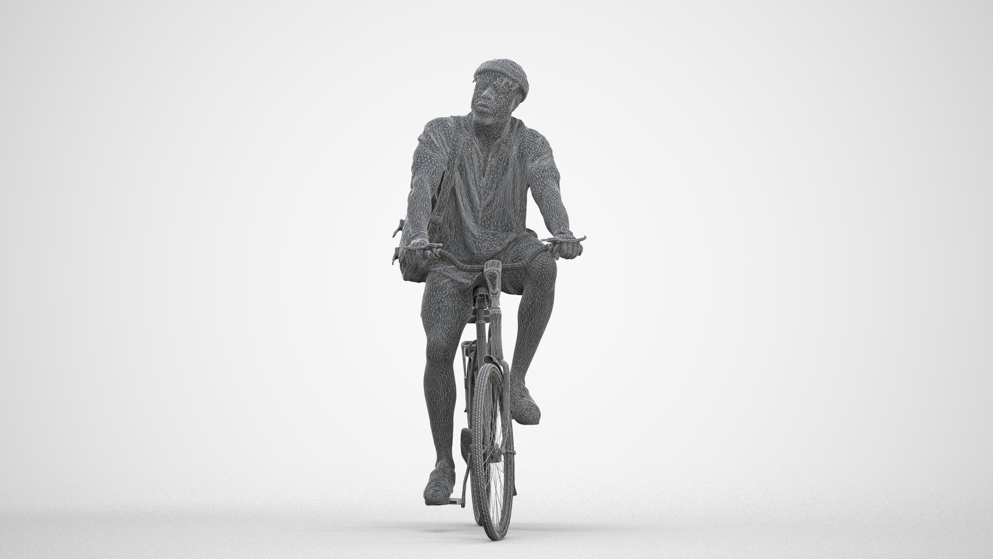 realistic 3D human man casual cycling, archviz people FBX OBJ for Blender, three-quarter front view render