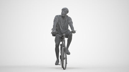 realistic 3D human man casual cycling, archviz people FBX OBJ for Blender, three-quarter front view render