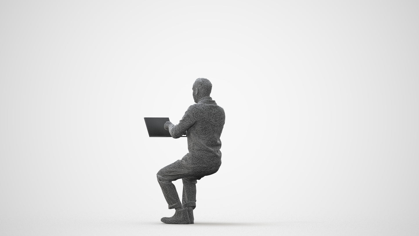 realistic 3D human man business, archviz people FBX OBJ for Blender, square thumbnail