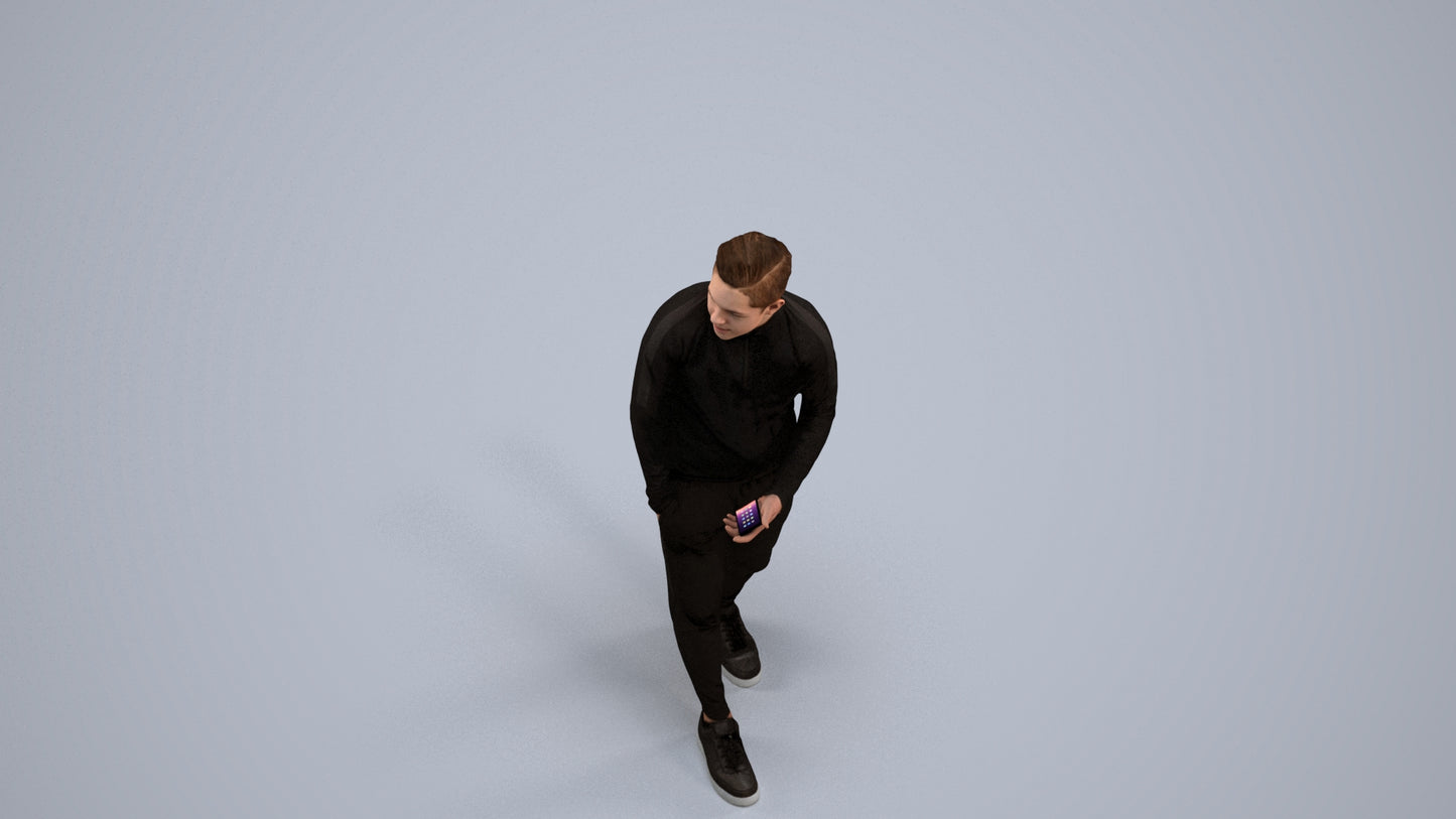 realistic 3D boy casual kids, scanned archviz people for Blender and 3ds Max, back view render