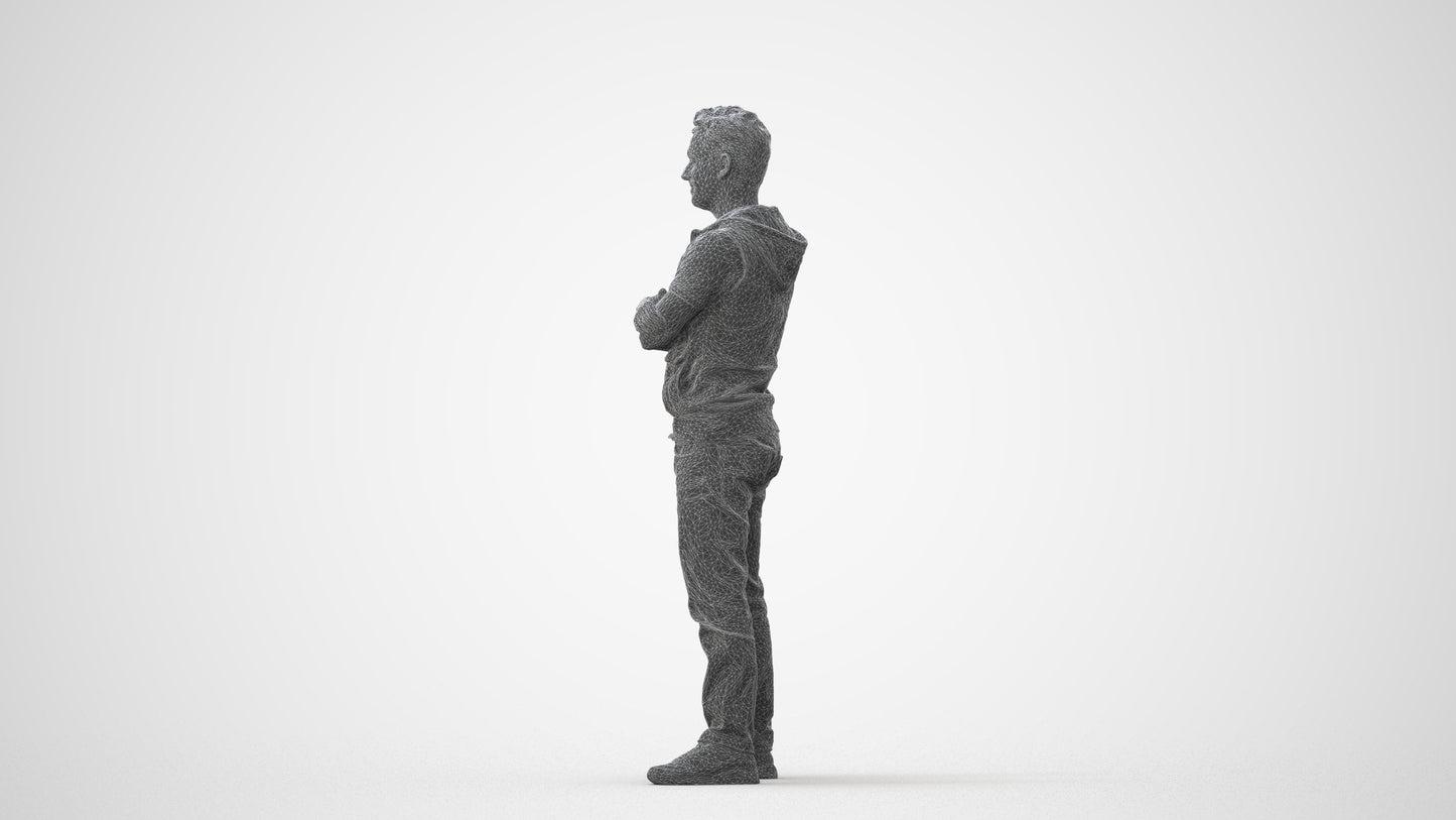 realistic 3D man casual standing, scanned archviz people for Blender and 3ds Max, square thumbnail