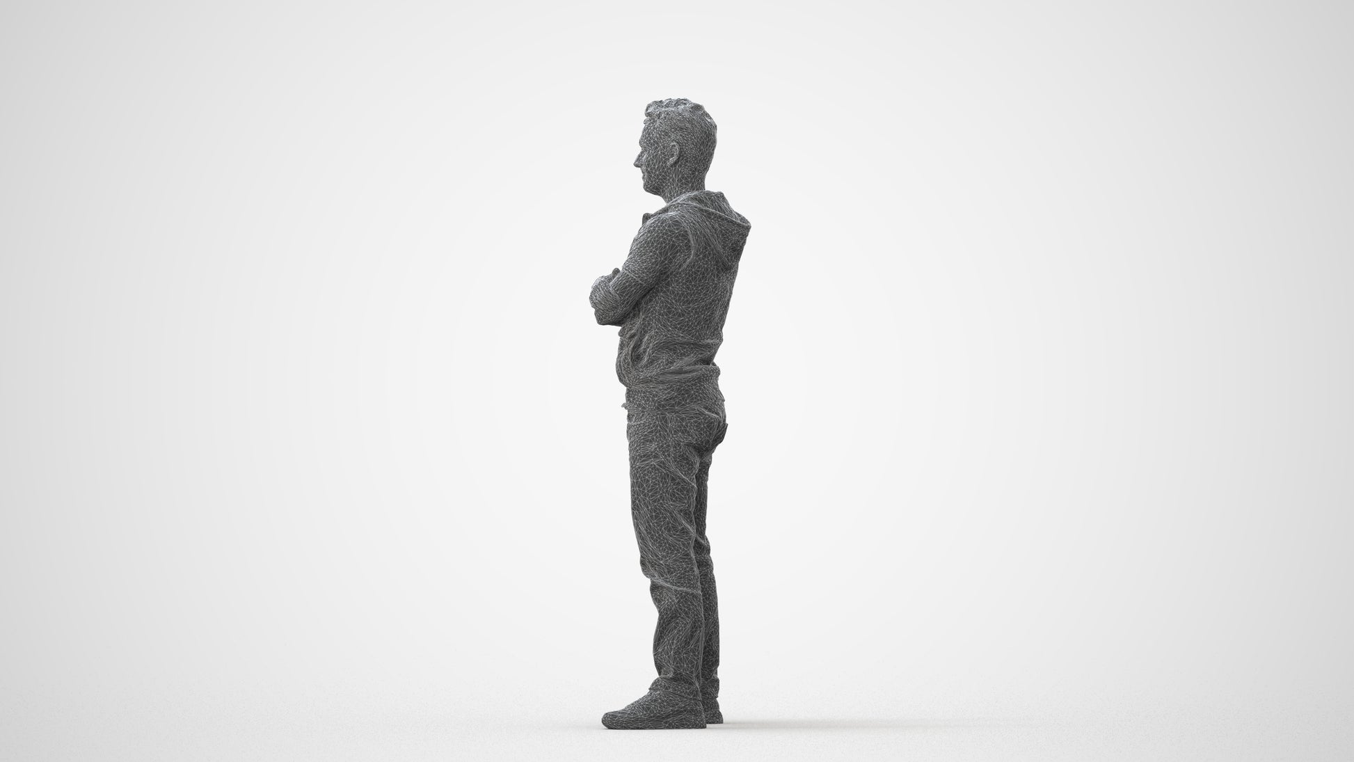 realistic 3D man casual standing, scanned archviz people for Blender and 3ds Max, square thumbnail