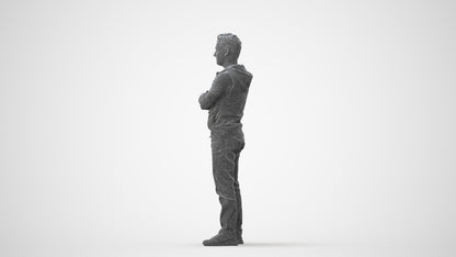 realistic 3D man casual standing, scanned archviz people for Blender and 3ds Max, square thumbnail