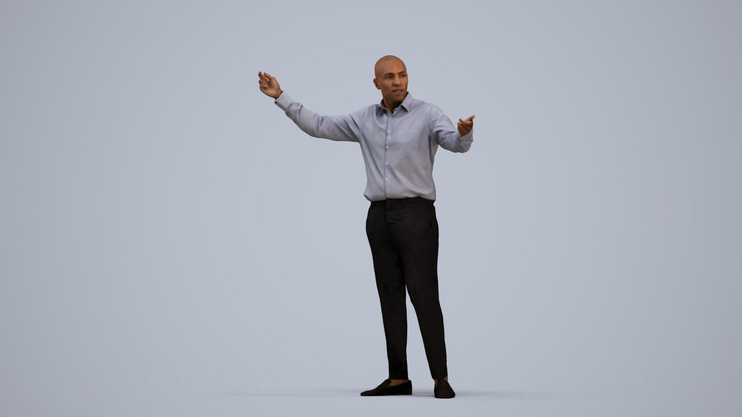 realistic 3D man business, scanned archviz people for Blender and 3ds Max, standing pose render