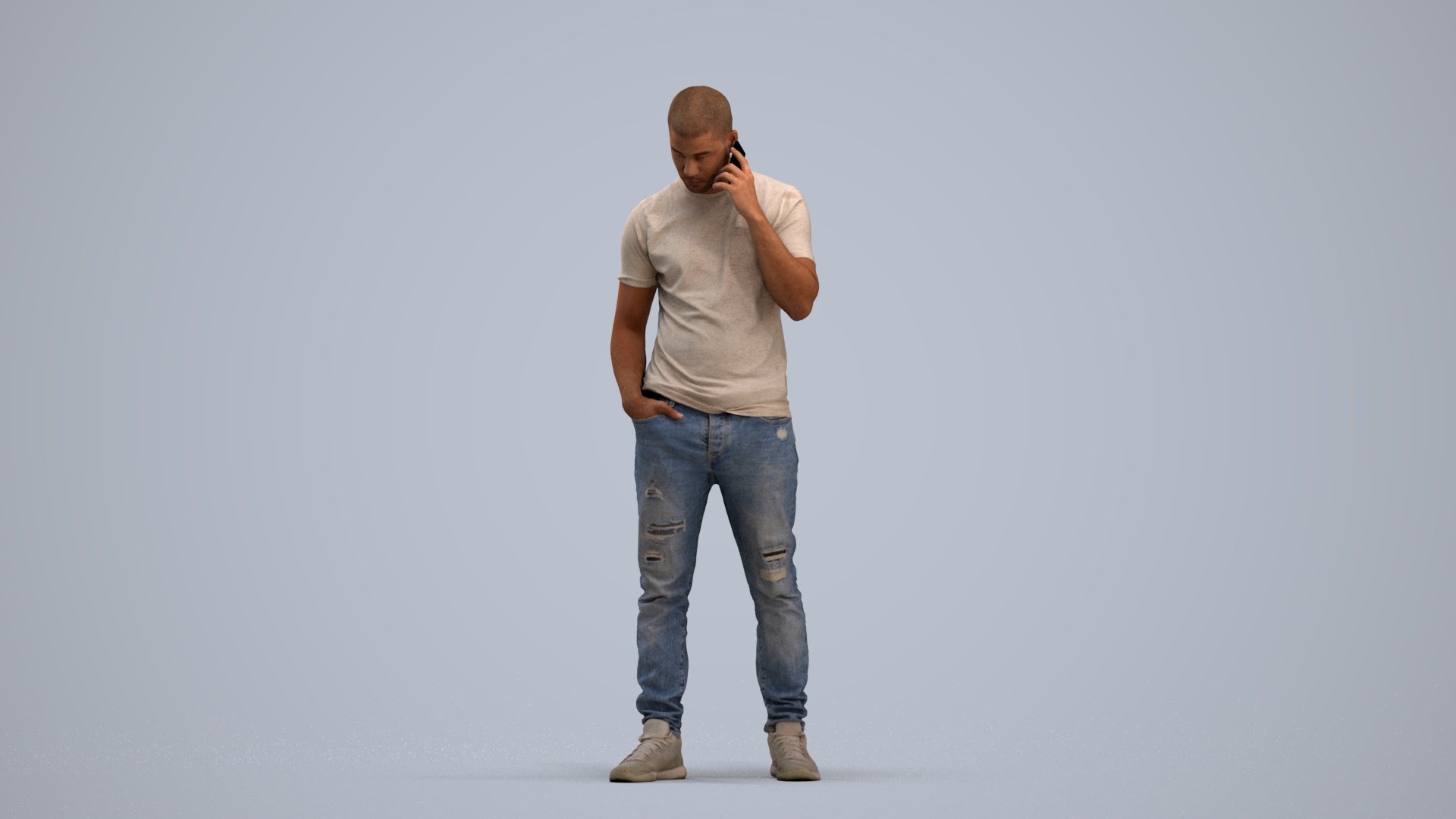 realistic 3D people man casual standing, render-ready for V-Ray and Corona, FBX OBJ, standing pose render