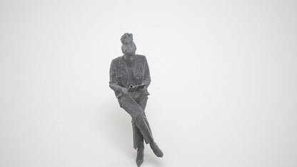 3D scanned woman business, photorealistic archviz people for Enscape and SketchUp, wireframe three-quarter view