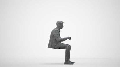 scanned 3D man business, photogrammetry people for Enscape and V-Ray, wireframe side view