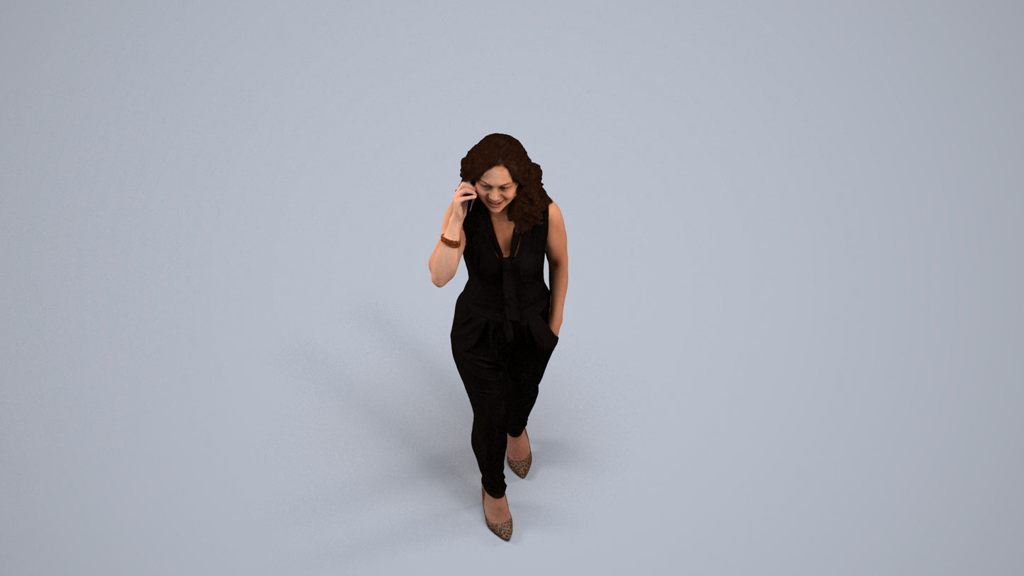 3D people model woman casual walking, scanned human for 3ds Max rendering, back view render