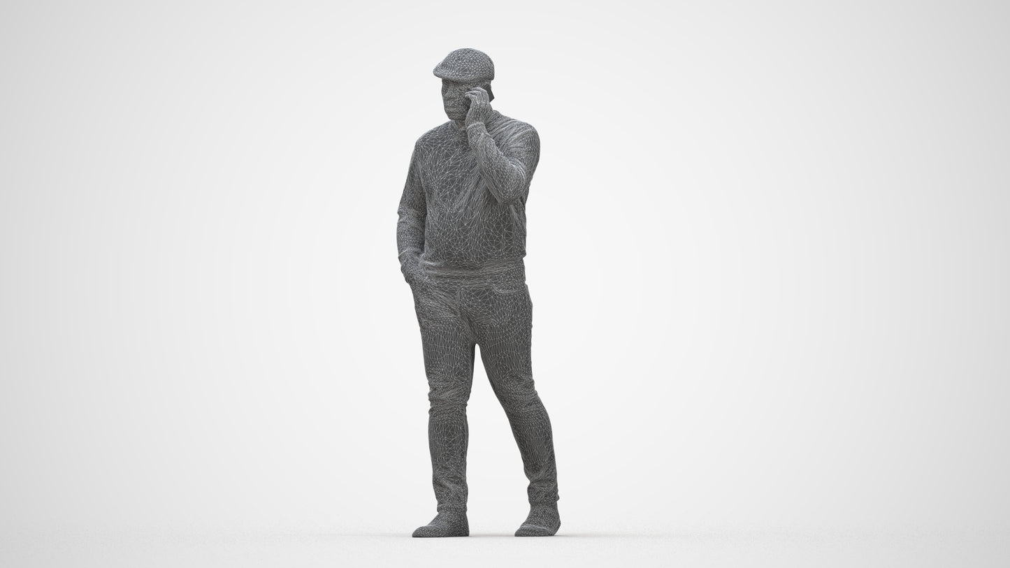 realistic 3D human man casual walking, archviz people FBX OBJ for Blender, wireframe back view