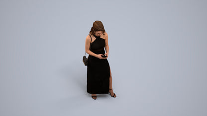 photogrammetry 3D woman formal standing, realistic human model archviz FBX, back view render