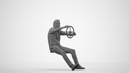 realistic 3D man casual driving, scanned archviz people for Blender and 3ds Max, wireframe side view