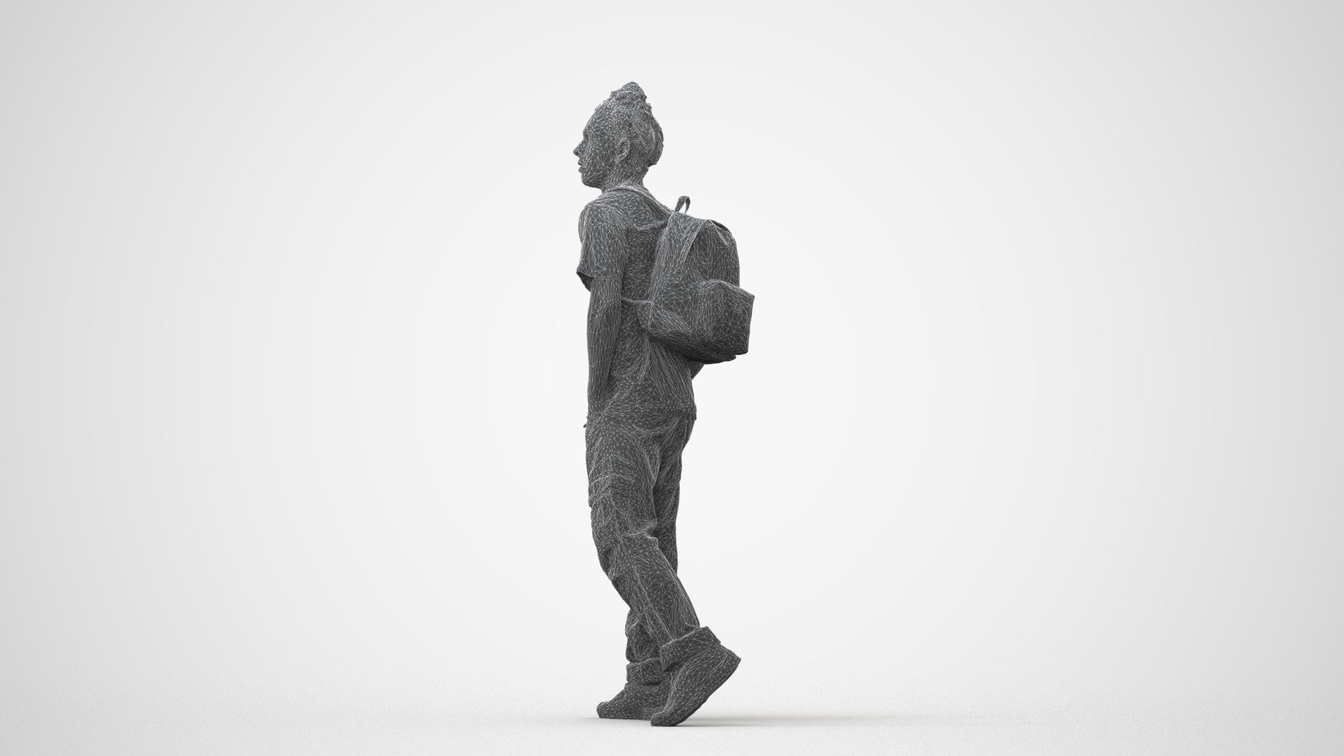 3D human model man casual walking, photogrammetry scanned person for archviz, square thumbnail