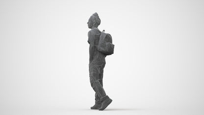 3D human model man casual walking, photogrammetry scanned person for archviz, square thumbnail
