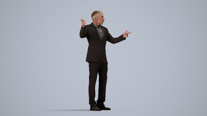 realistic 3D people man business, render-ready for V-Ray and Corona, FBX OBJ, side view render