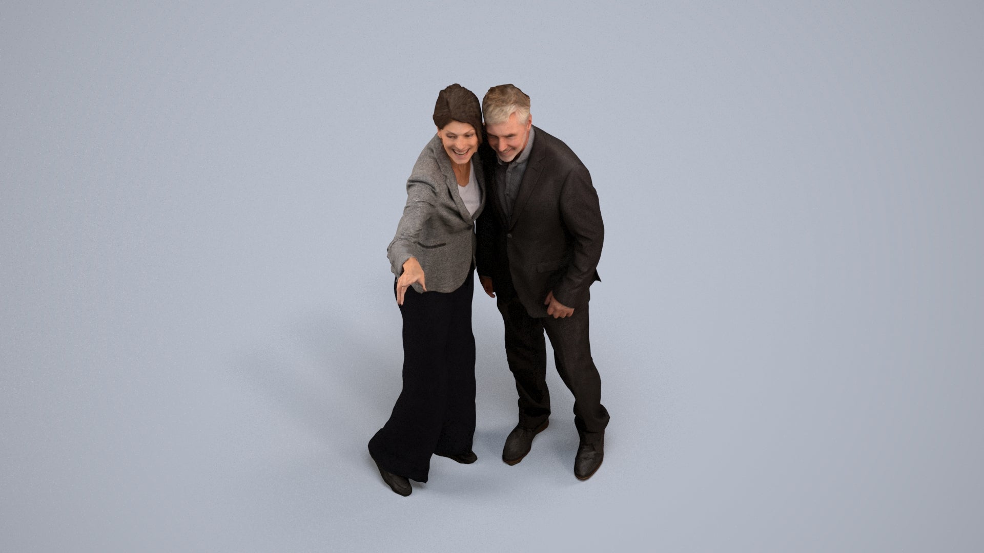 3D people model woman business, scanned human for 3ds Max rendering, back view render