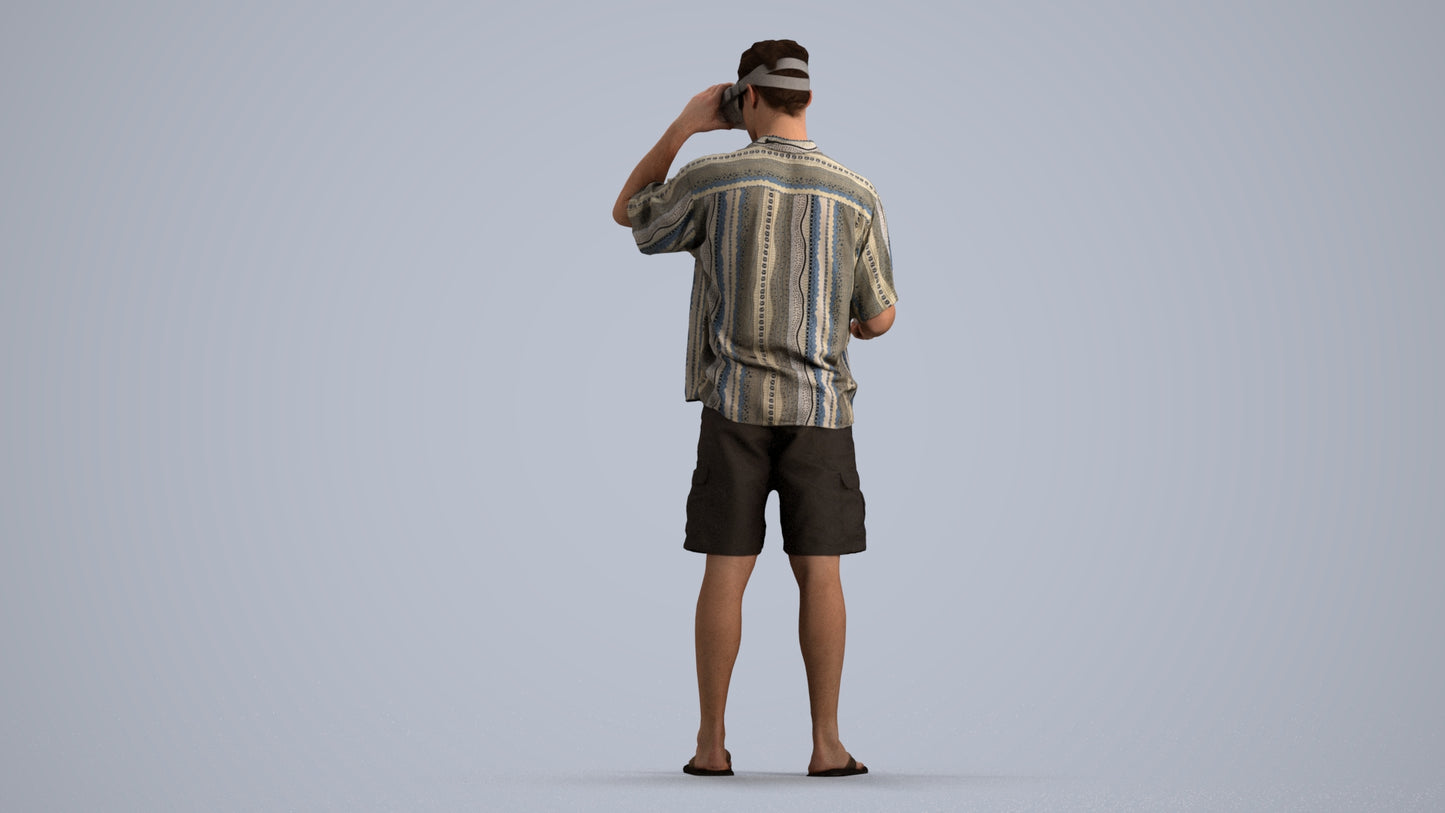 scanned 3D man casual standing, photogrammetry people for Enscape and V-Ray, front view render