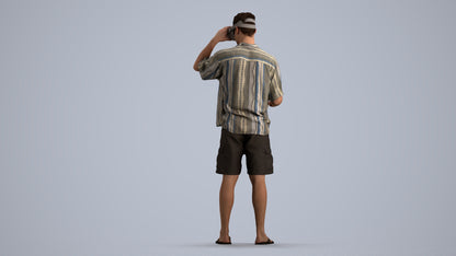 scanned 3D man casual standing, photogrammetry people for Enscape and V-Ray, front view render