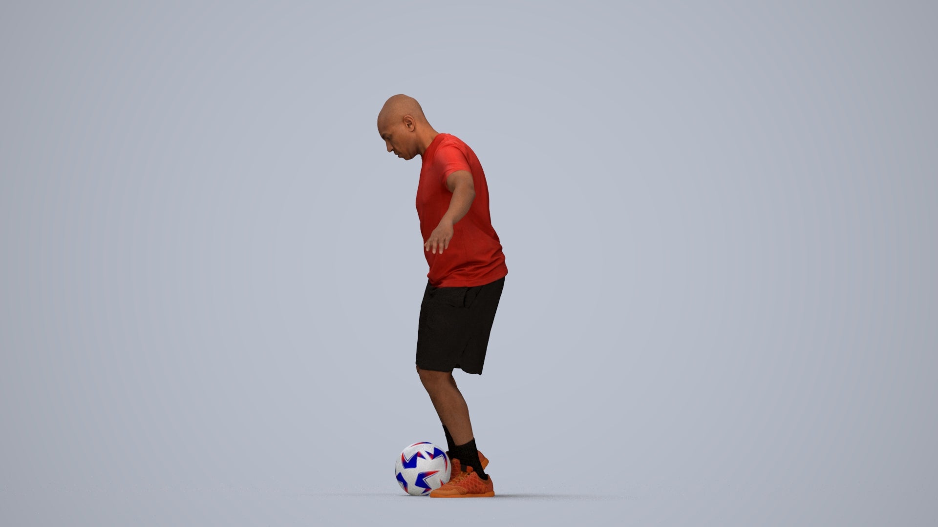 3D people model man sport, scanned human for 3ds Max rendering, top-down view render