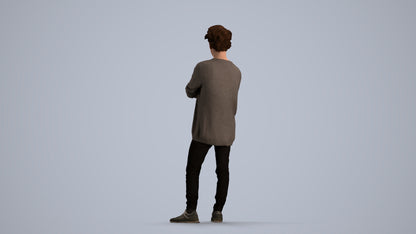 photogrammetry 3D man casual standing, realistic human model archviz FBX, front view render