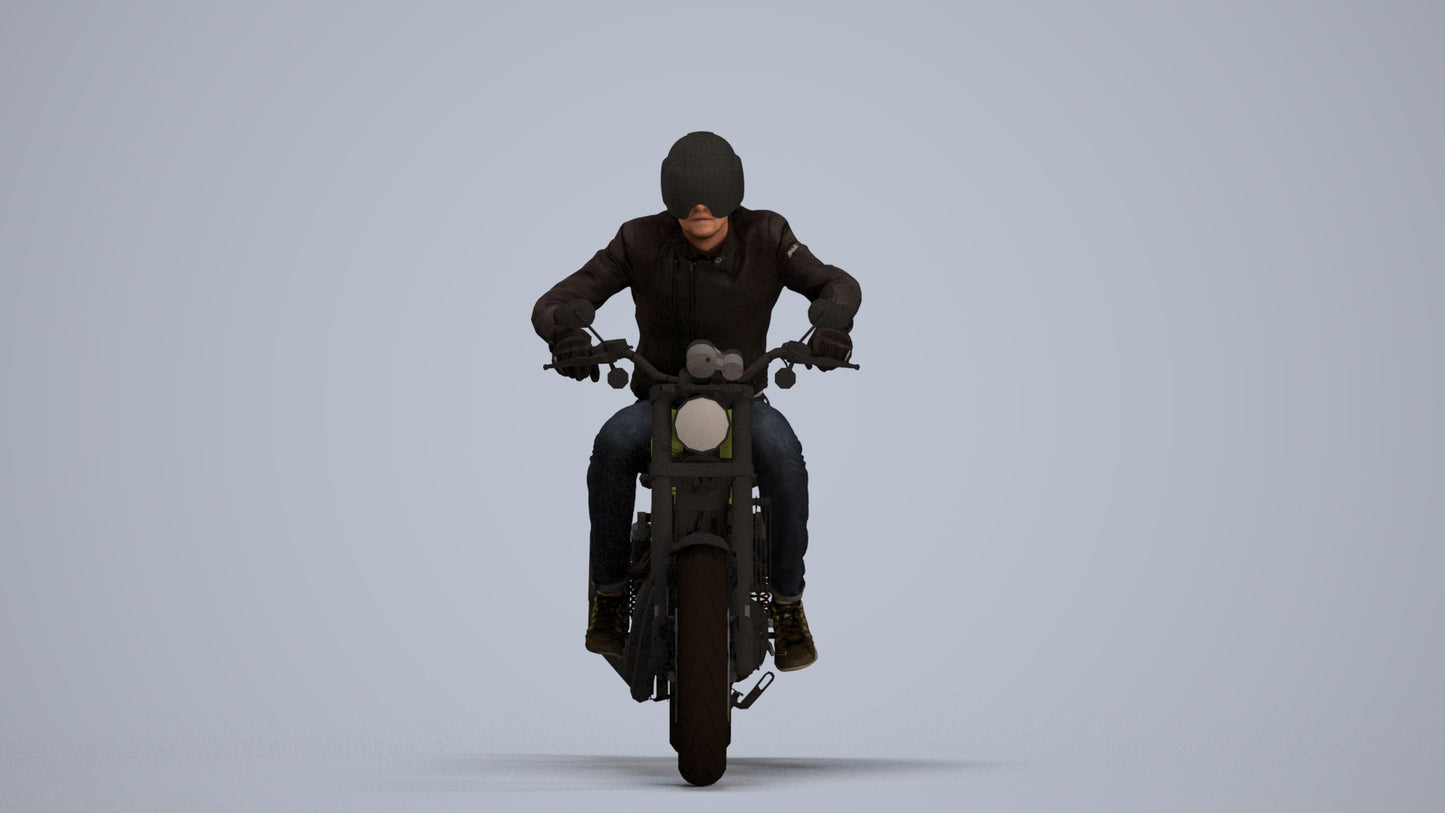 3D people model man casual cycling, scanned human for 3ds Max rendering, standing pose render