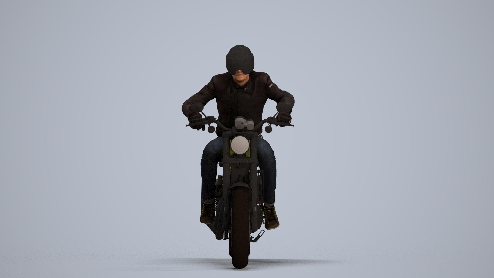 3D people model man casual cycling, scanned human for 3ds Max rendering, standing pose render
