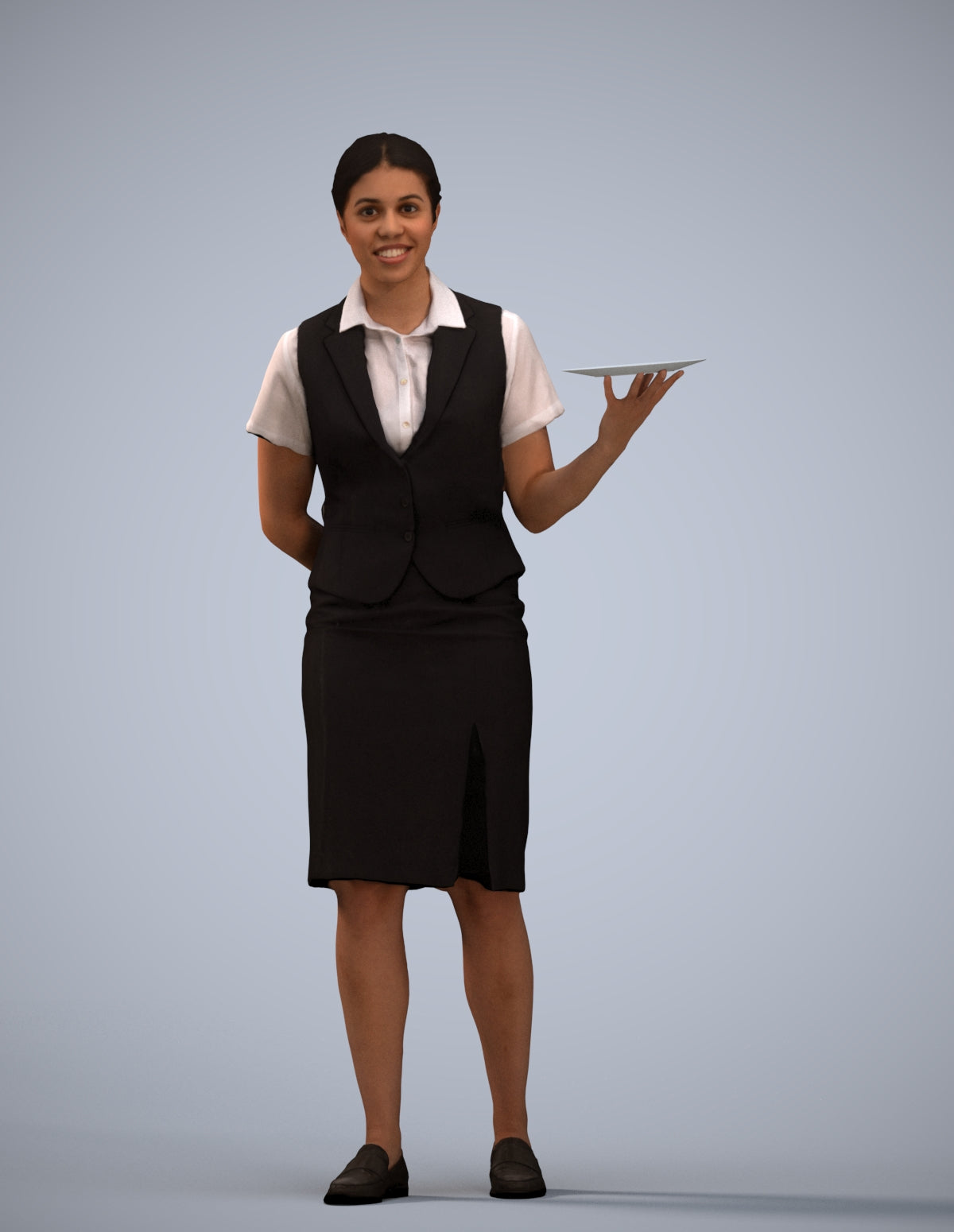 photogrammetry 3D woman hospitality, realistic human model archviz FBX