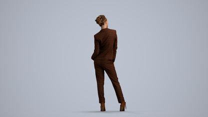 3D scanned woman business, photorealistic archviz people for Enscape and SketchUp, front view render