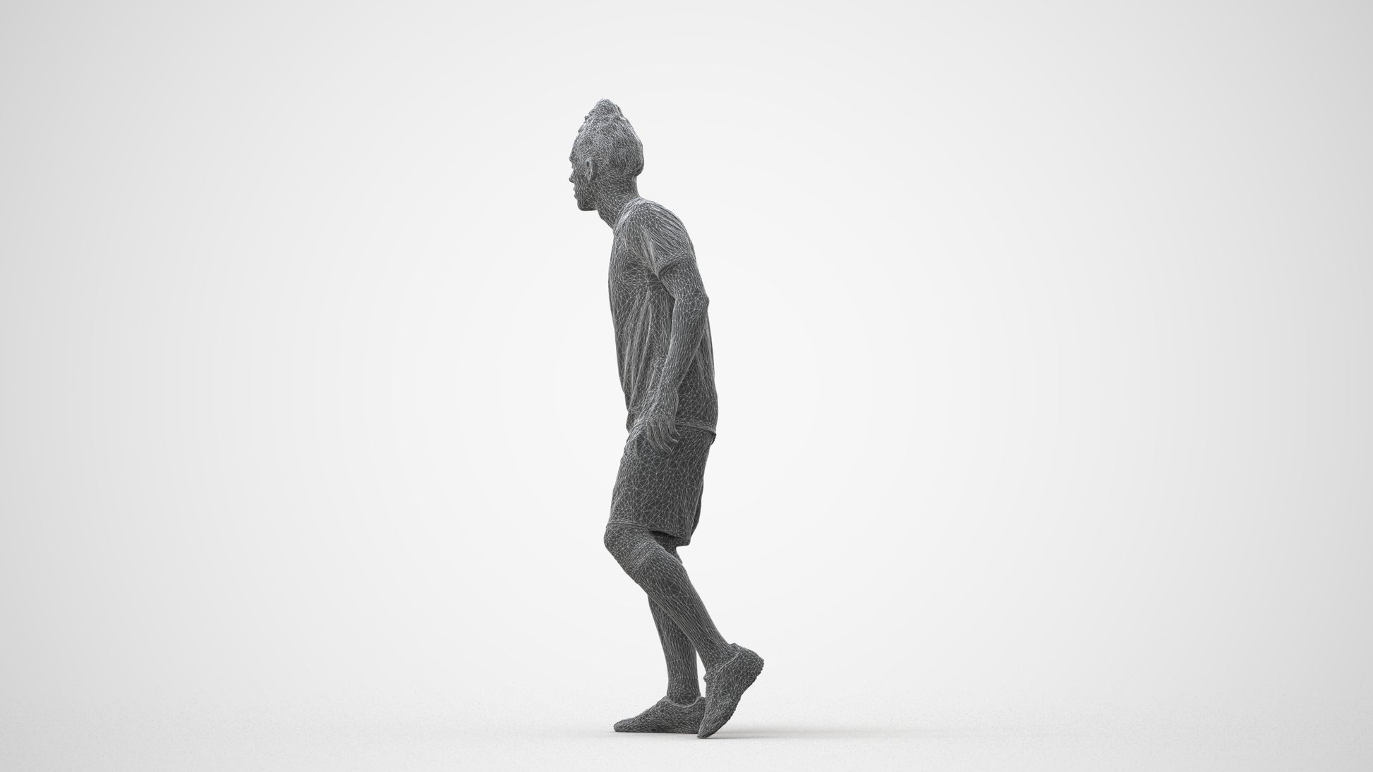 3D human model man sport, photogrammetry scanned person for archviz, square thumbnail