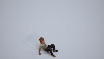 realistic 3D boy casual kids, scanned archviz people for Blender and 3ds Max, back view render