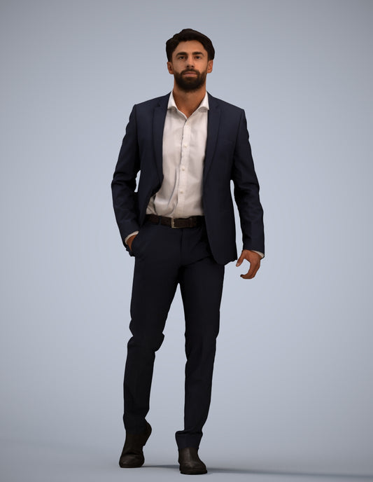 realistic 3D man business, scanned archviz people for Blender and 3ds Max