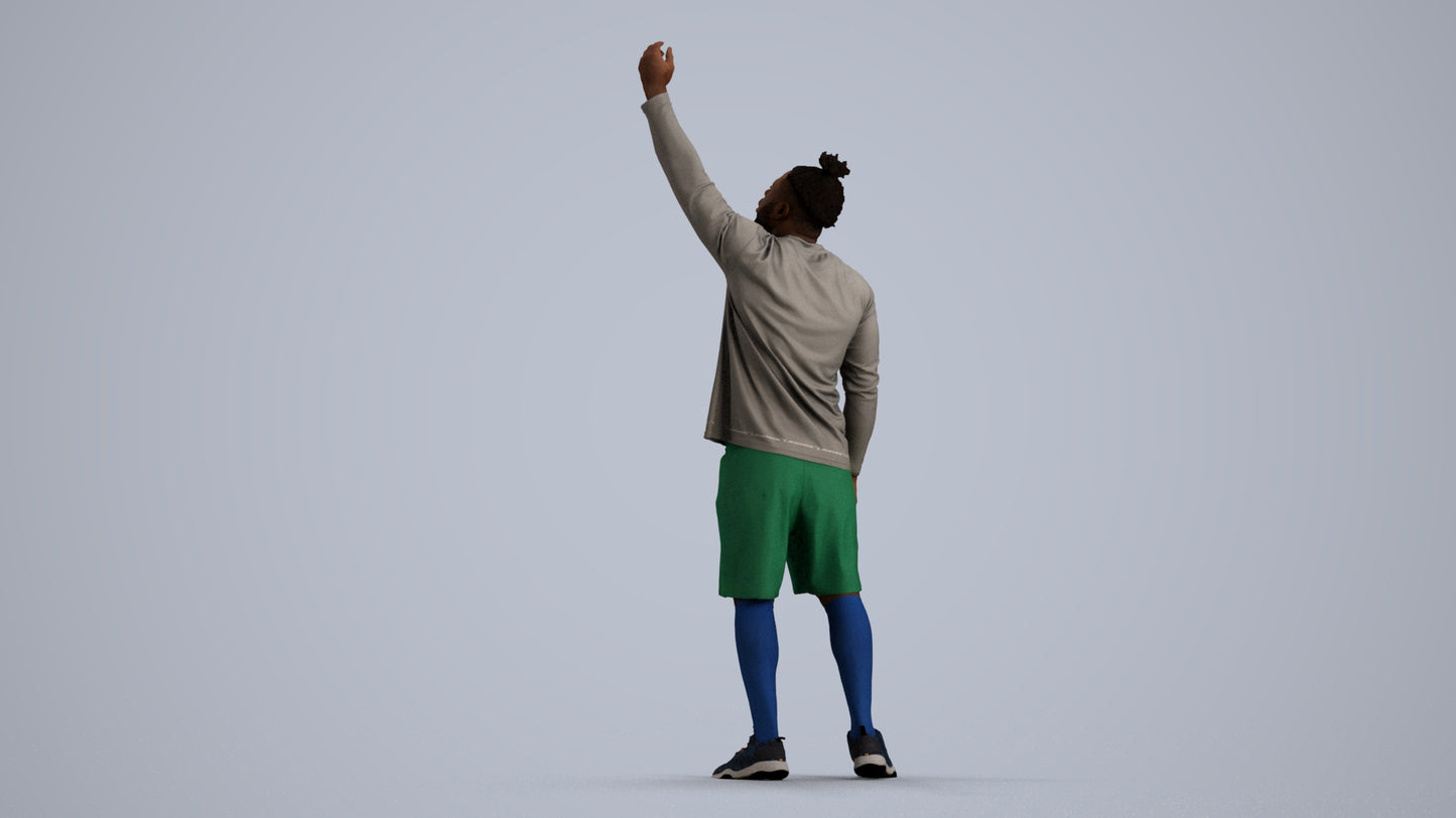 3D human model man sport, photogrammetry scanned person for archviz, front view render