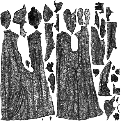 3D people model man walking, scanned human for 3ds Max rendering, wireframe top-down view