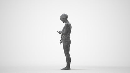 scanned 3D senior woman standing, photogrammetry people for Enscape and V-Ray, square thumbnail