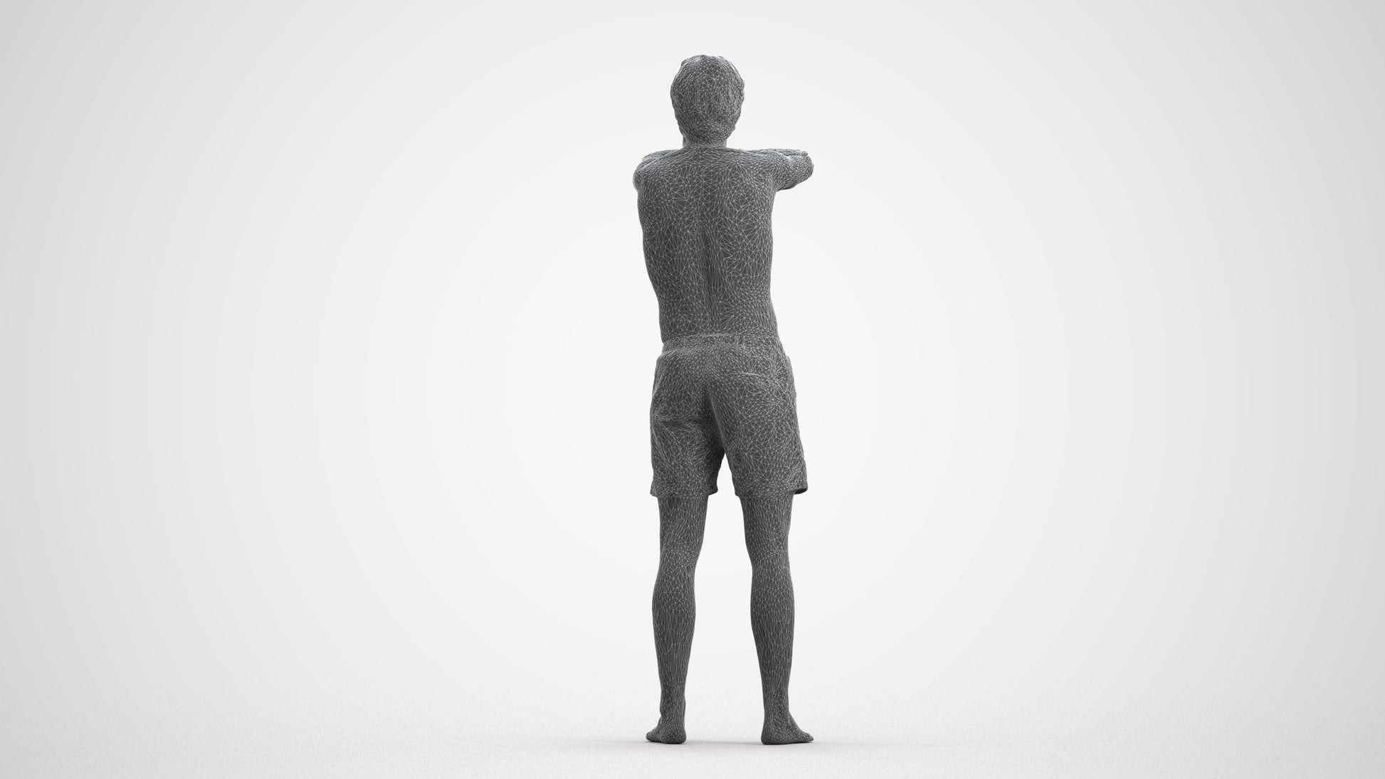 realistic 3D man pool, scanned archviz people for Blender and 3ds Max, wireframe front view