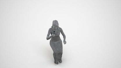 3D human model woman formal formalaffairs, photogrammetry scanned person for archviz, wireframe three-quarter view