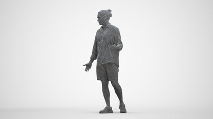 scanned 3D man casual walking, photogrammetry people for Enscape and V-Ray, three-quarter front view render