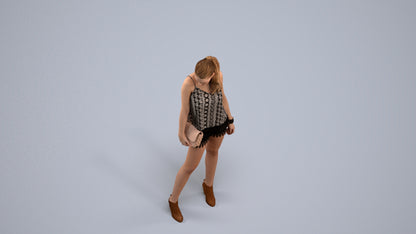 3D people model girl casual standing, scanned human for 3ds Max rendering, back view render