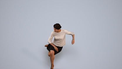 3D scanned woman sitting casual, photorealistic archviz people for Enscape and SketchUp, back view render